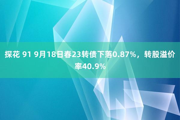 探花 91 9月18日春23转债下落0.87%，转股溢价率40.9%