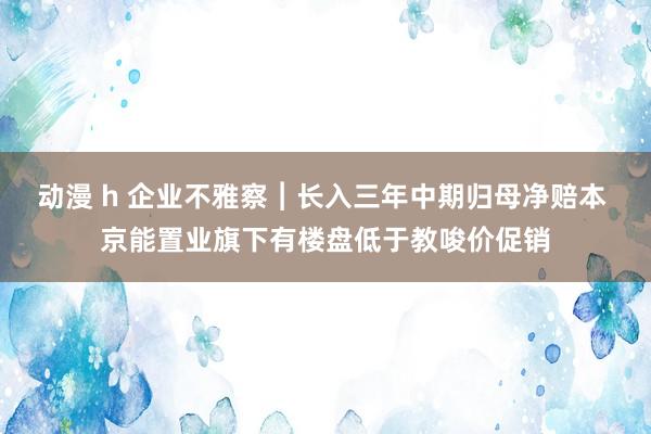 动漫 h 企业不雅察︱长入三年中期归母净赔本 京能置业旗下有楼盘低于教唆价促销