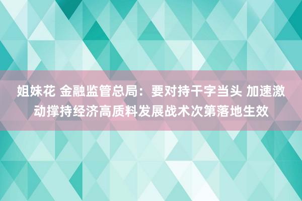 姐妹花 金融监管总局：要对持干字当头 加速激动撑持经济高质料发展战术次第落地生效