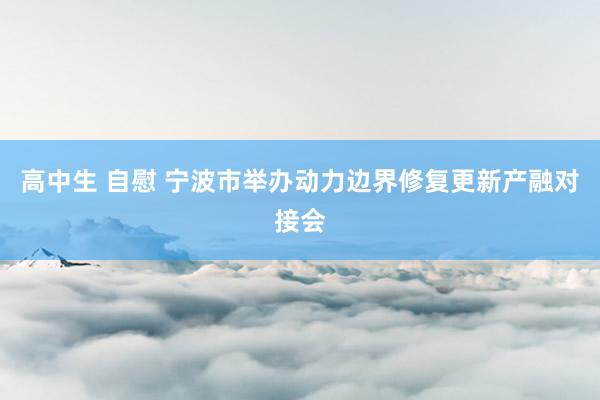 高中生 自慰 宁波市举办动力边界修复更新产融对接会