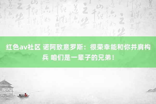 红色av社区 诺阿致意罗斯：很荣幸能和你并肩构兵 咱们是一辈子的兄弟！