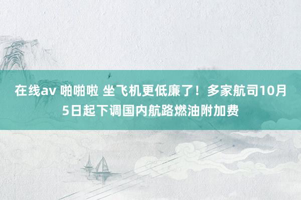 在线av 啪啪啦 坐飞机更低廉了！多家航司10月5日起下调国内航路燃油附加费