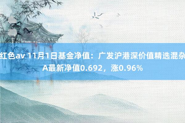 红色av 11月1日基金净值：广发沪港深价值精选混杂A最新净值0.692，涨0.96%