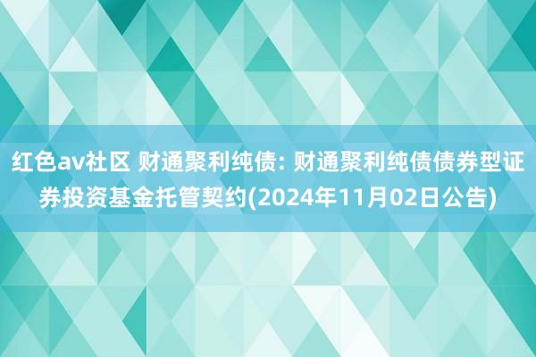 红色av社区 财通聚利纯债: 财通聚利纯债债券型证券投资基金托管契约(2024年11月02日公告)